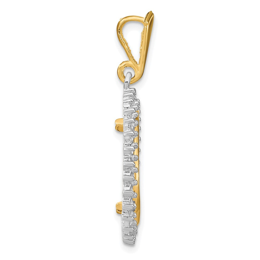 Wideband Distinguished Coin Jewelry 14k Two-tone Polished Diamond Circle 17.8mm Prong Coin Bezel Pendant Mounting