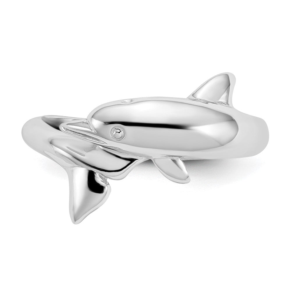 14k White Gold Dolphin Ring Size 6.75
