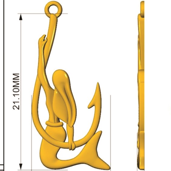 14k Fancy Hook and Mermaid Charm