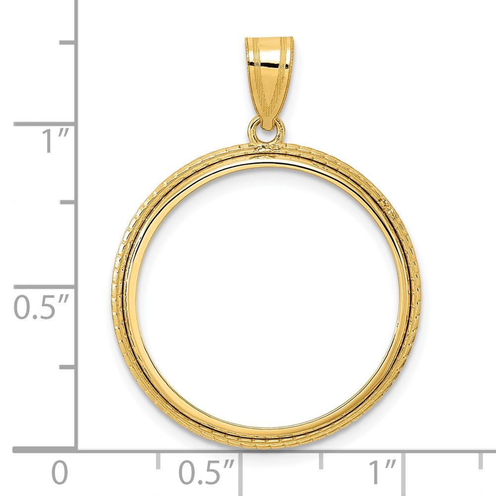 14k Polished Squares with 22.0mm Prong Coin Bezel Pendant