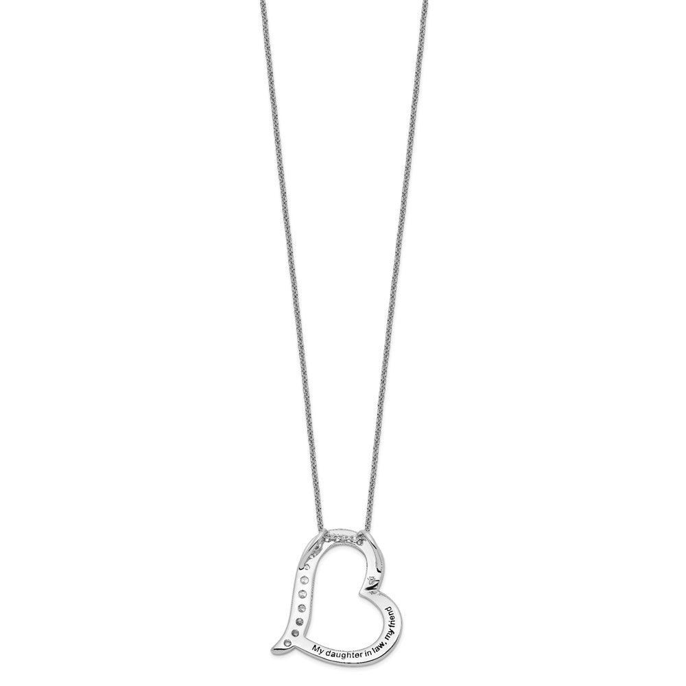 Sentimental Expressions Sterling Silver Rhodium-plated Antiqued CZ Daughter-In-Law 18in Necklace 18 Inches