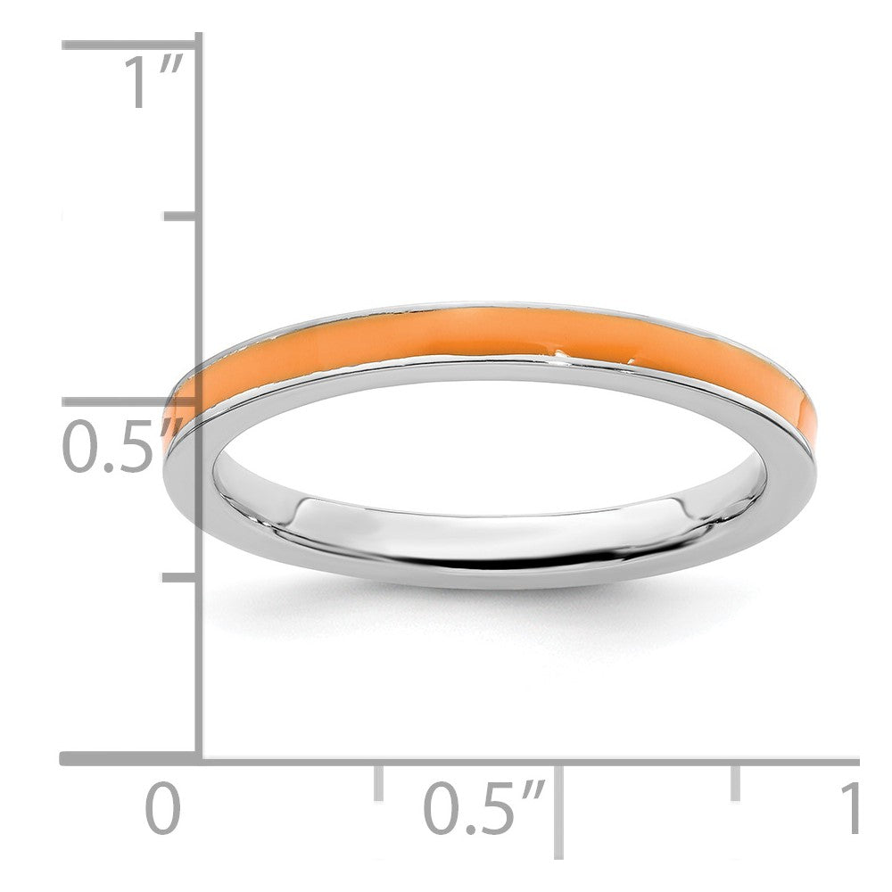 Sterling Silver Stackable Expressions Orange Enameled 2.25mm Ring Size -10