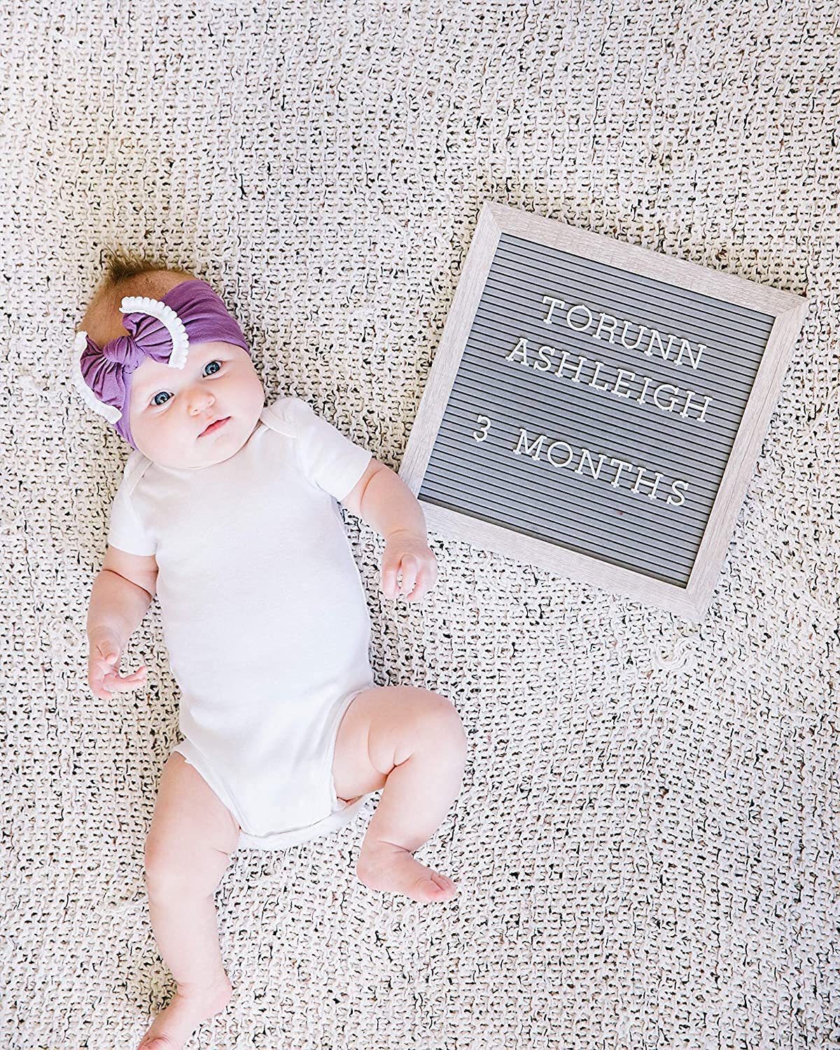 Pearhead 10" x 10" Letterboard, Rustic Nursery, Message Board, Milestone or Baby Announcement Sign, Light Gray