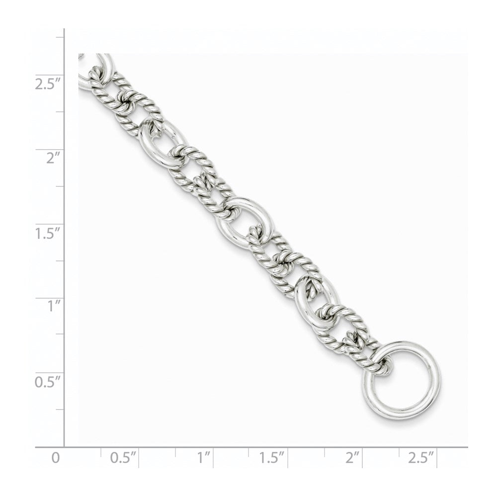 Sterling Silver 7.75inch Polished Fancy Link Toggle Bracelet 7.75 inches