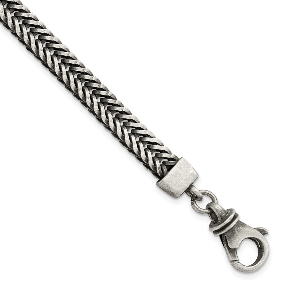 Sterling Silver Brushed Antiqued Wheat Chain Bracelet 8.5 inches