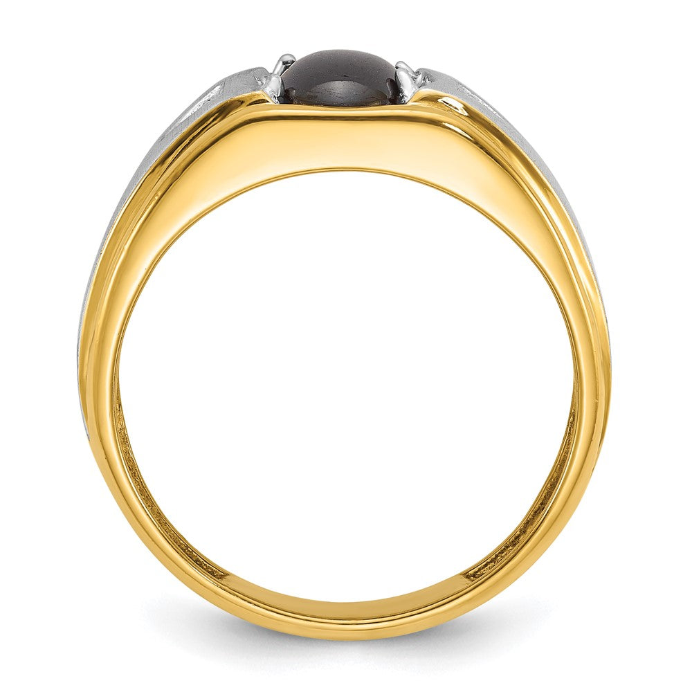 IBGoodman 14k Two-tone Men's Polished Satin and Grooved Gemstone and Diamond Ring Mounting