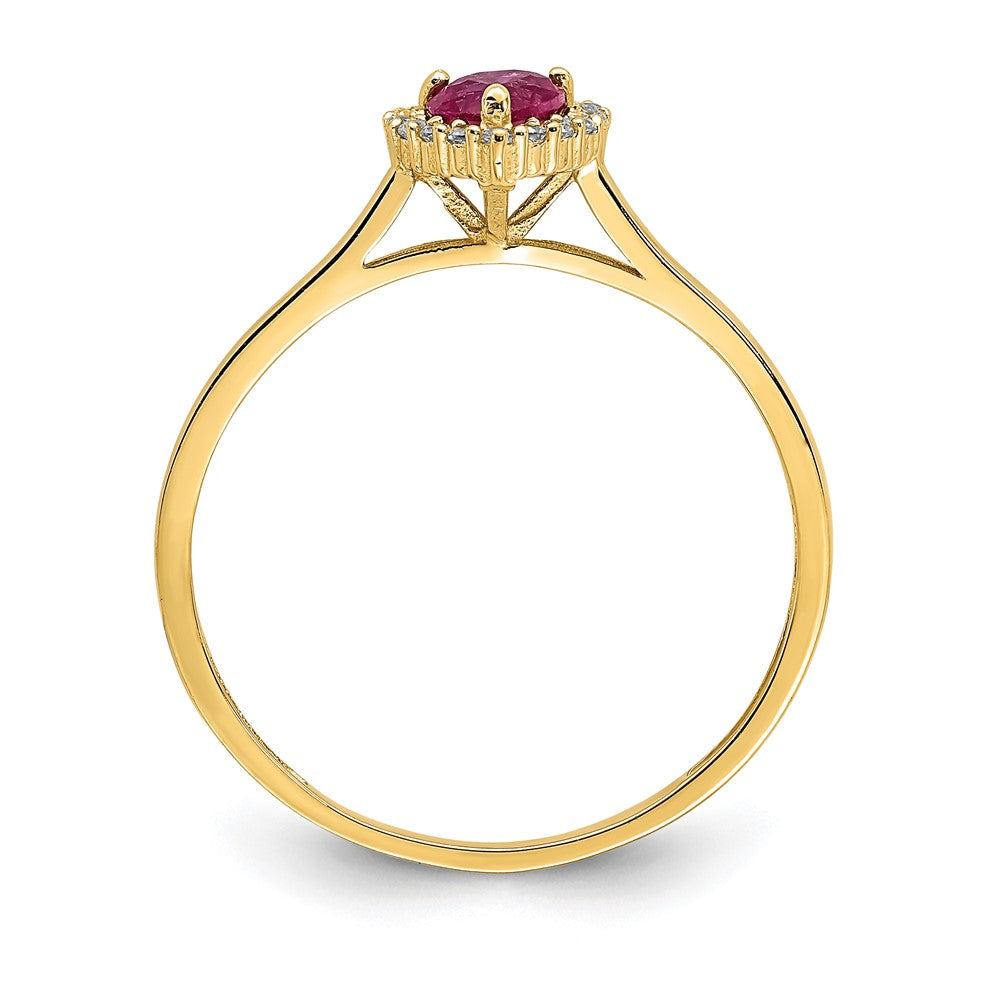 14K Heart Pink and Clear CZ Ring Size  7