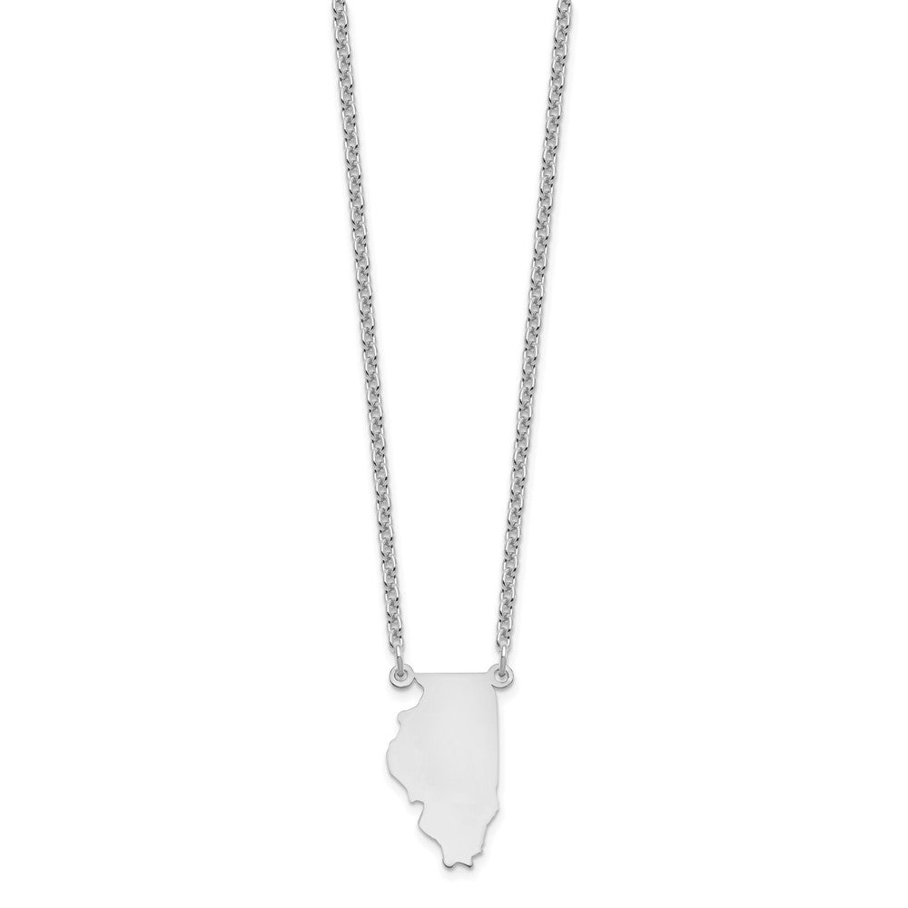Sterling Silver/Rhodium-plated Illinois State Necklace
