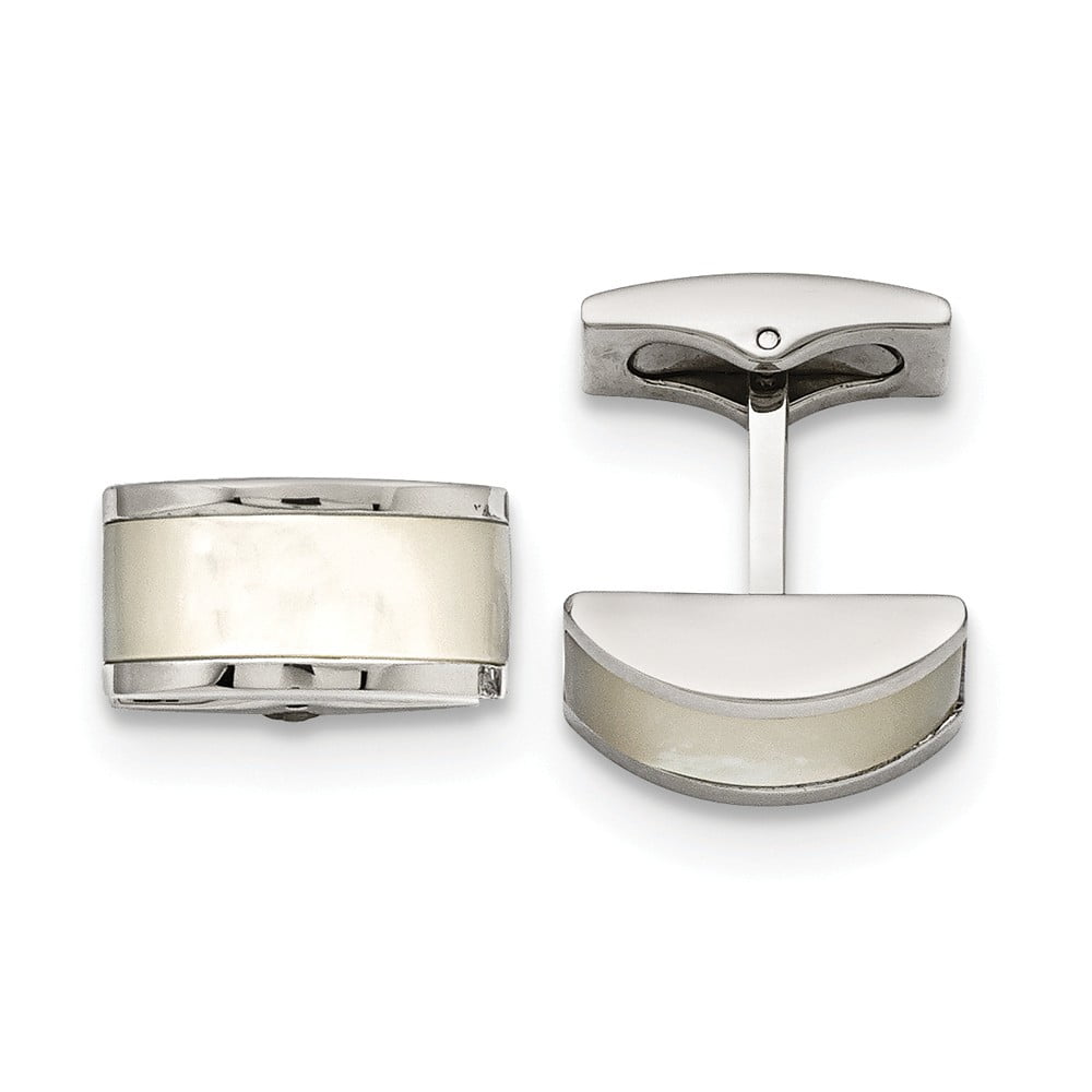 Stainless Steel Polished Cat's Eye Cuff Links