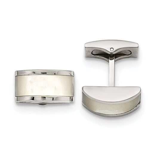 Stainless Steel Polished Cat's Eye Cuff Links