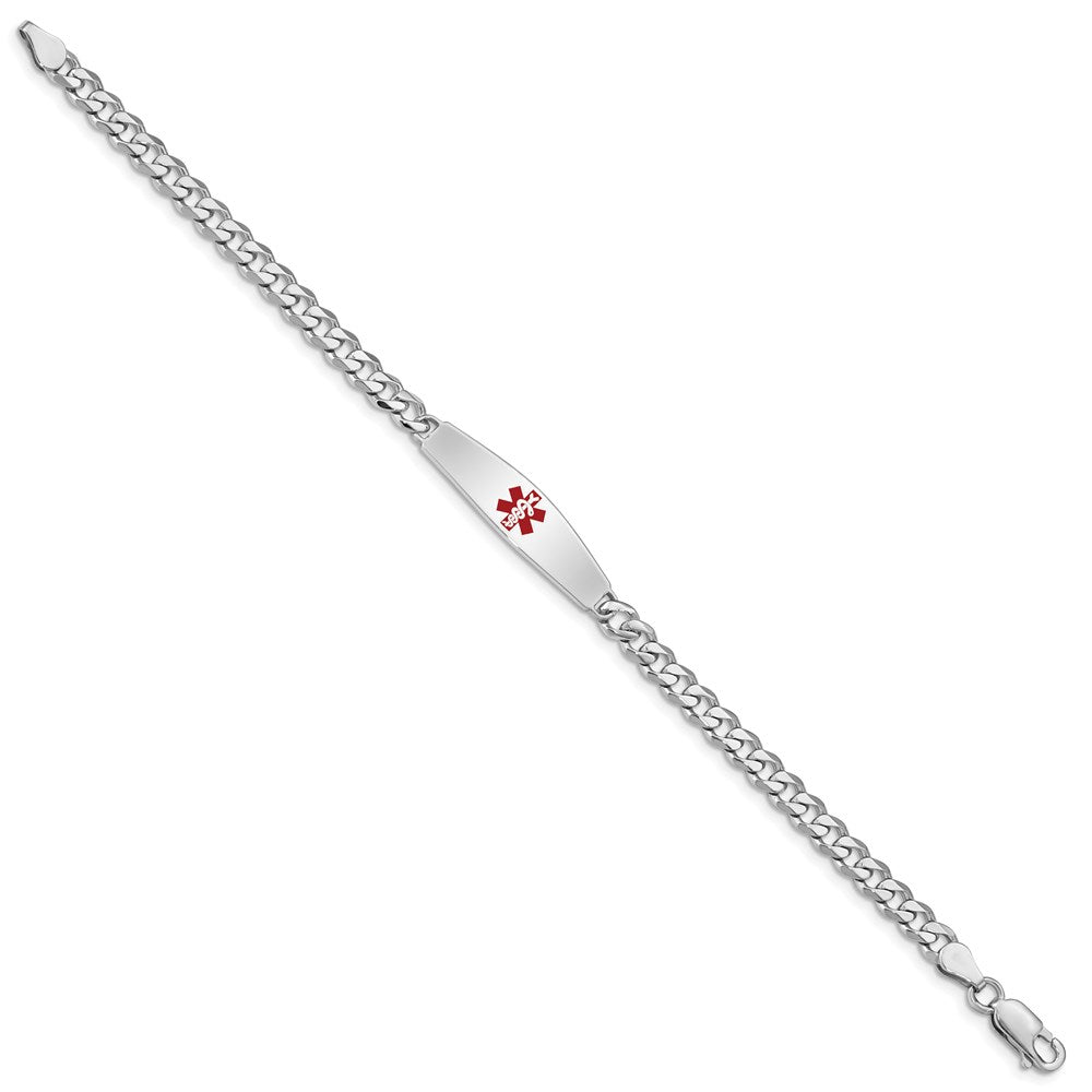 Sterling Silver Rhodium-plated Medical ID Bracelet w/Curb Link 7 inches