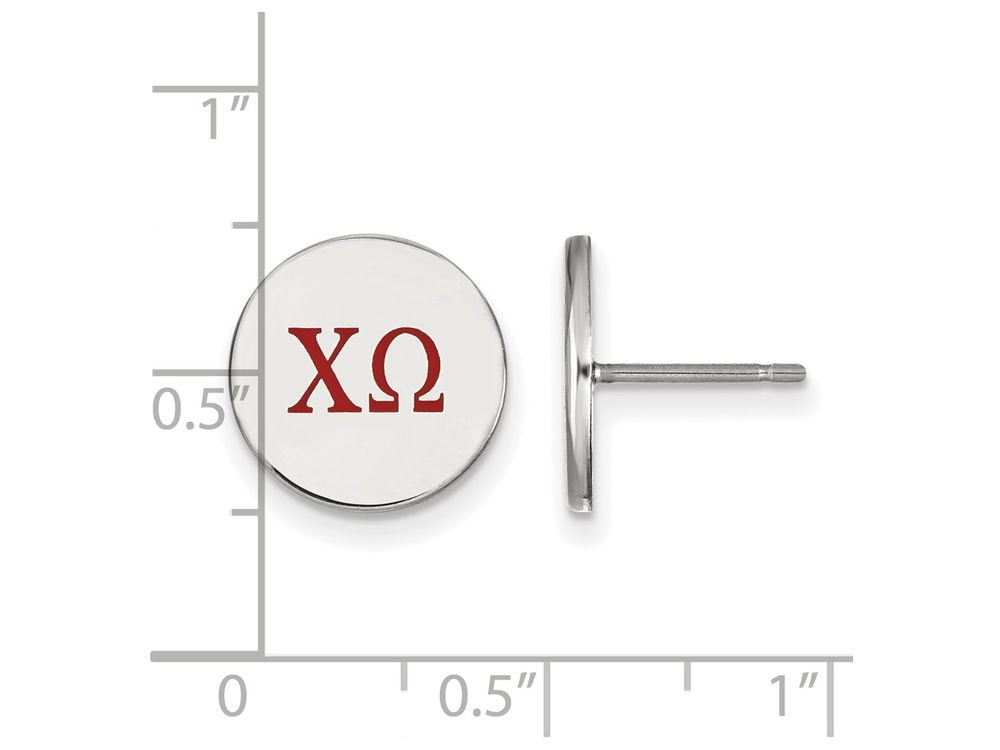 Sterling Silver Official Licensed Greek Sororities Chi Omega (??) Enameled Post Earrings