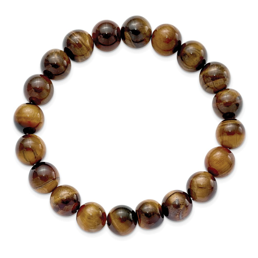 Yellow Tiger's Eye Agate Beaded Stretch Bracelet 6.5 inches