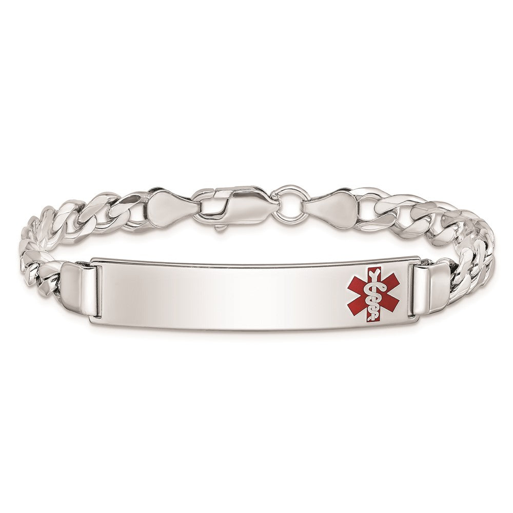 Sterling Silver Rhodium-plated Medical ID Curb Link Bracelet 7 inches