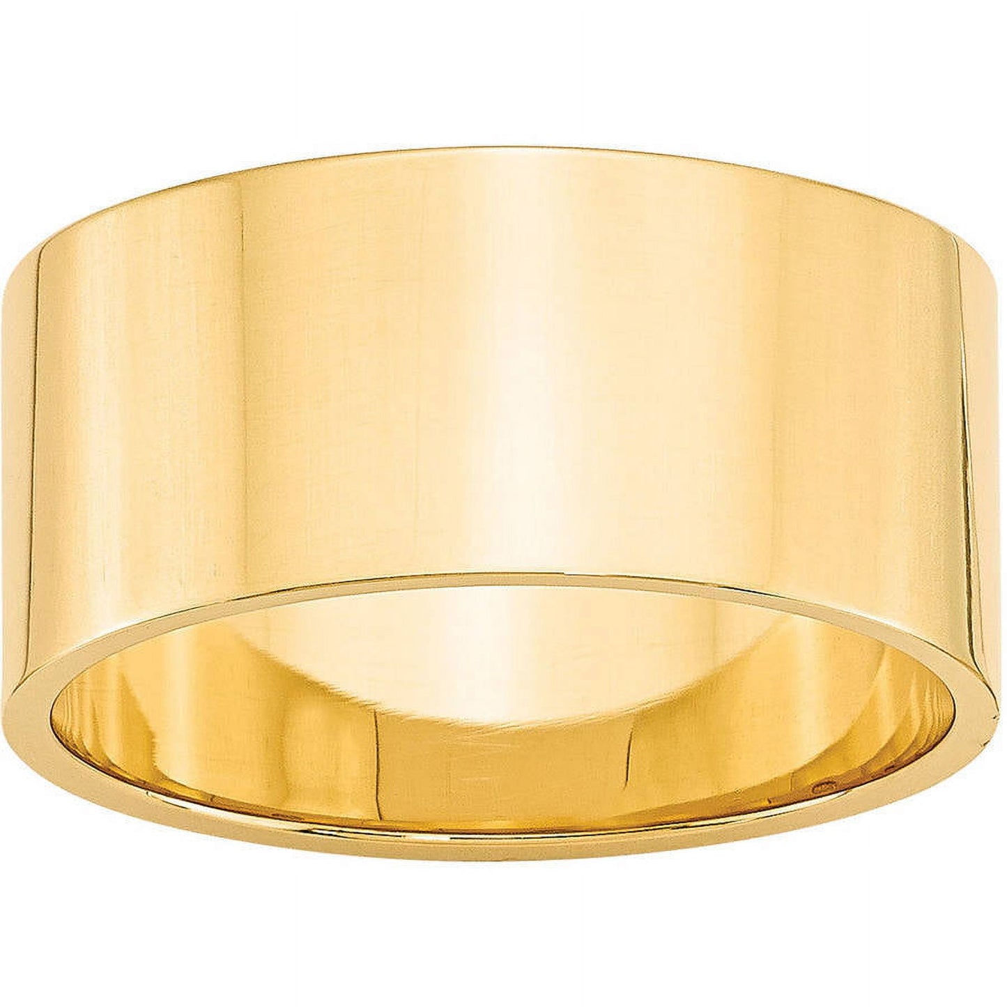 14k Yellow Gold 10mm Lightweight Flat Wedding Band Size 13