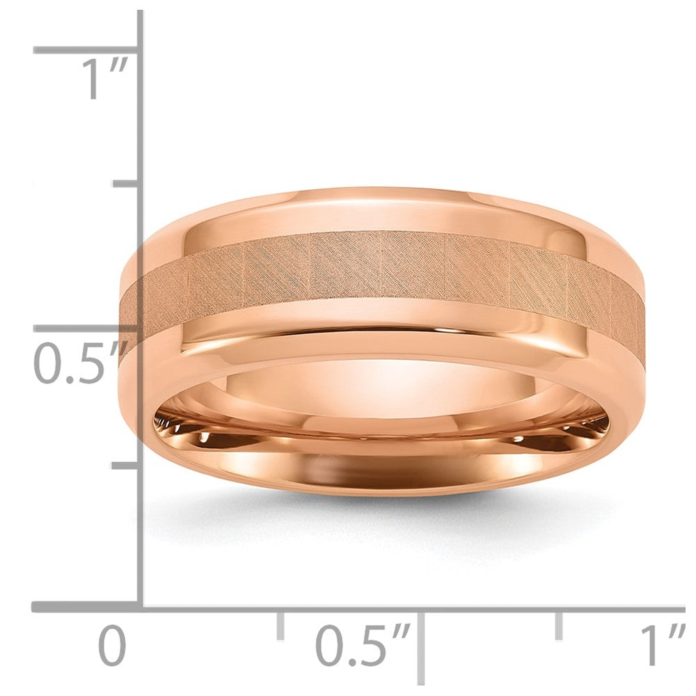 Chisel Stainless Steel Polished Rose IP-plated with Brushed Center 8mm Band Size - 9.5