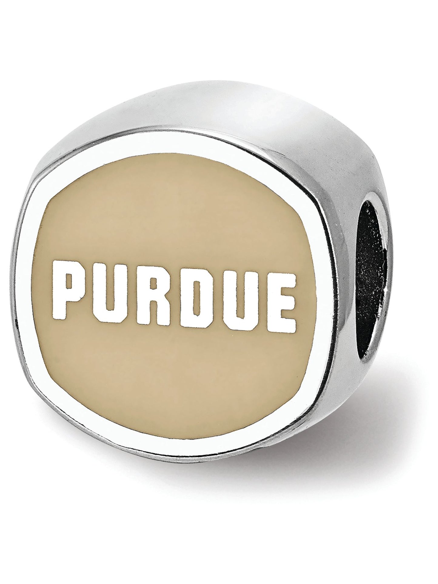 Logoart Sterling Silver Purdue University Cushion Shaped Enameled Bead