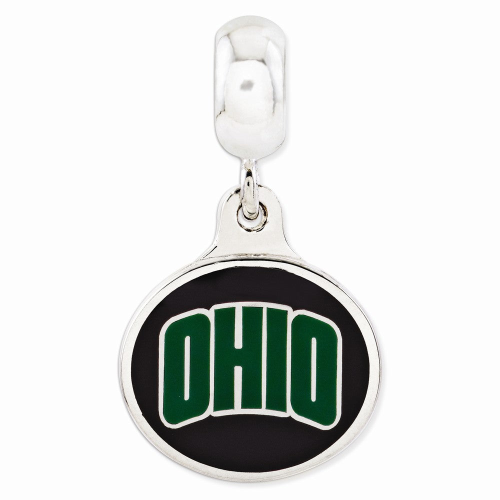Sterling Silver Ohio University Collegiate Enameled Dangle Bead