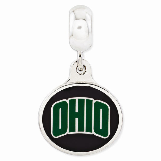 Sterling Silver Ohio University Collegiate Enameled Dangle Bead