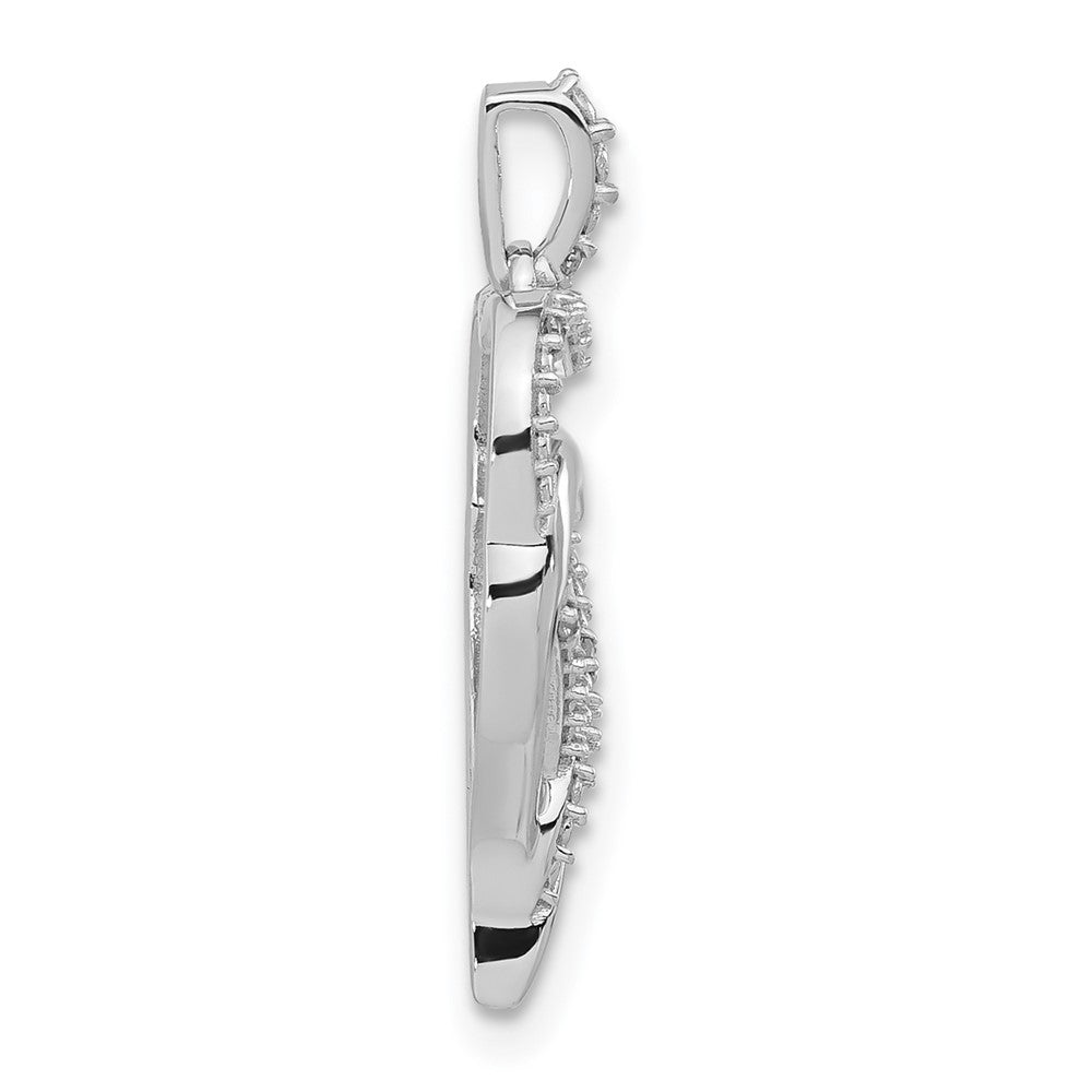 10k White Gold Polished Diamond Double Heart Pendant