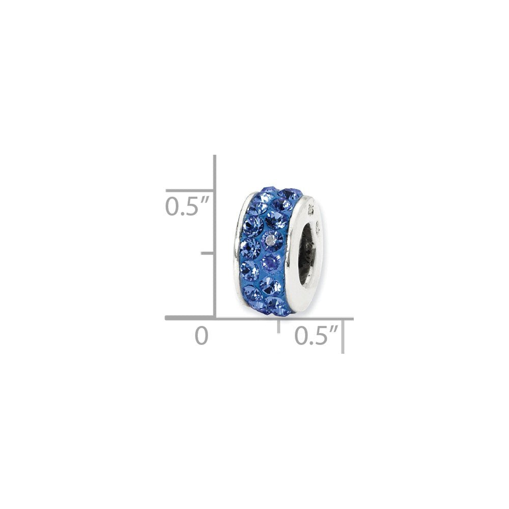 Sterling Silver Reflections Blue Double Row Preciosa Crystal Bead
