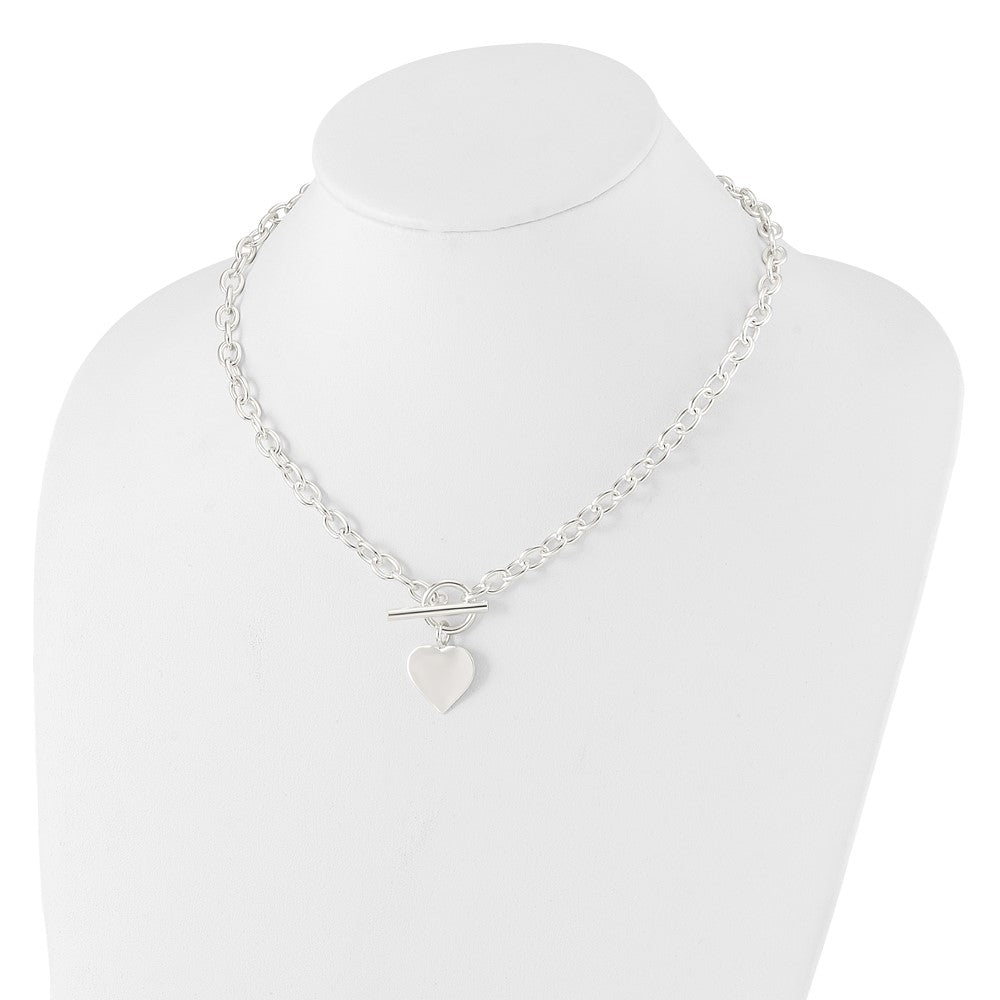 Sterling Silver Engraveable Heart Necklace 18 Inches