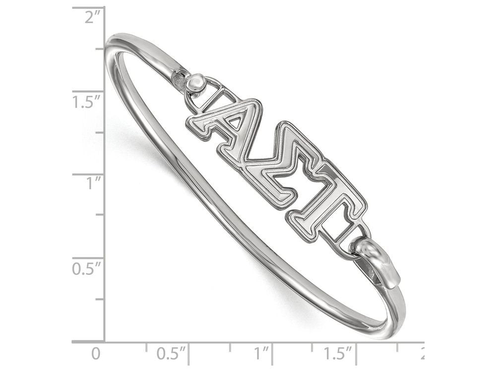 Sterling Silver Official Licensed Greek Sororities 7in Alpha Sigma Tau (???) Small Hook and Clasp Bangle