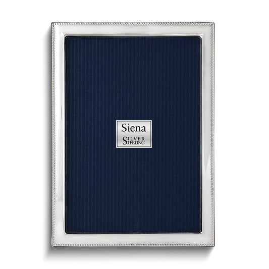 Sterling Silver Tarnish Resistant Plain Outer Beaded 4x6 Frame with Finished Wood Back