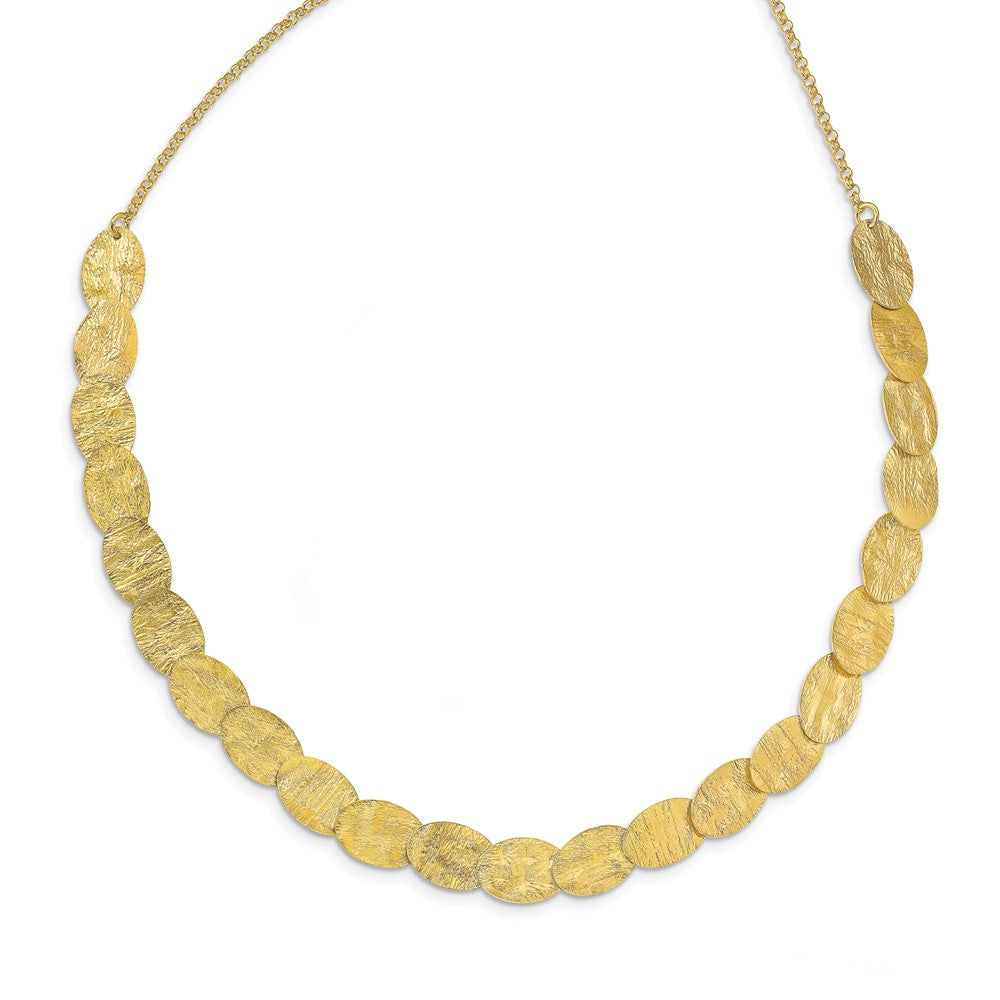 Sterling Silver Gold-tone Textured with 1.5in ext. Necklace
