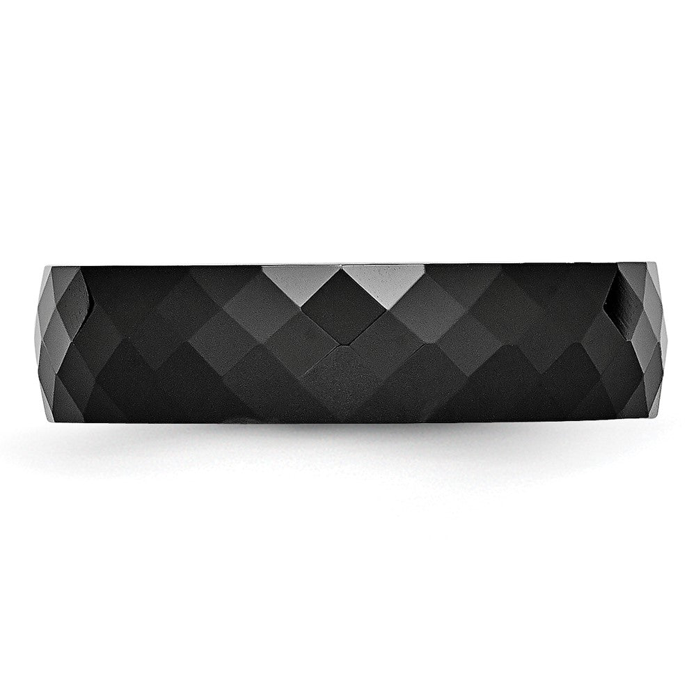 Chisel Ceramic Black 6mm Faceted Polished Band Size - 9.5