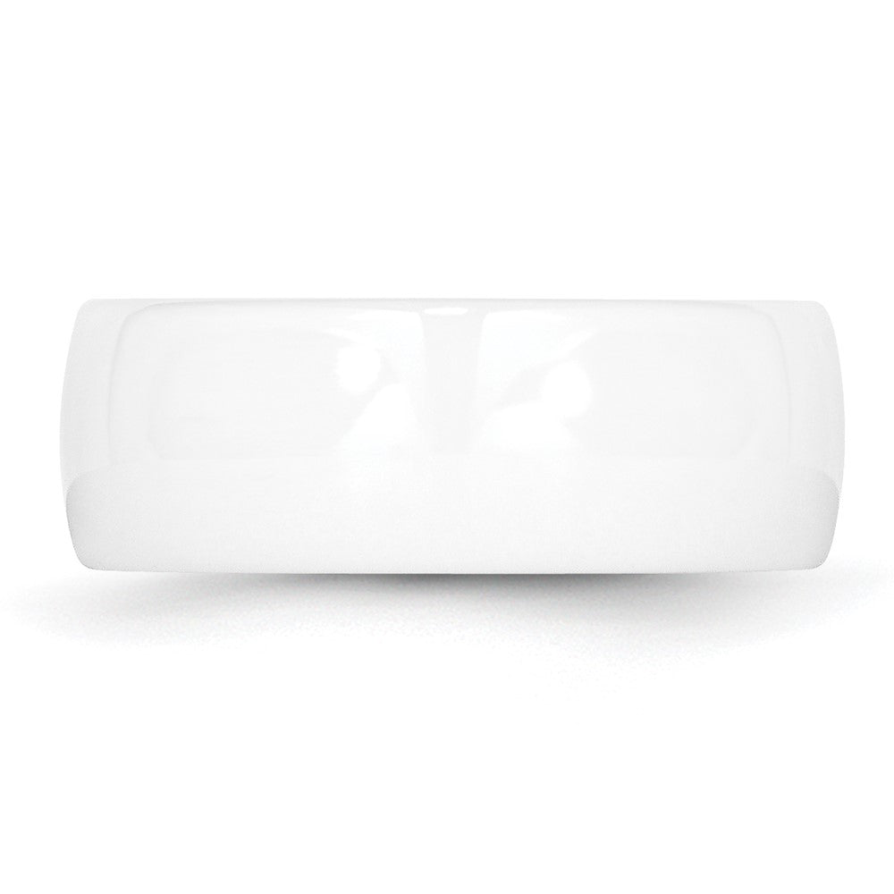 Ceramic White 8mm Polished Band Size - 9