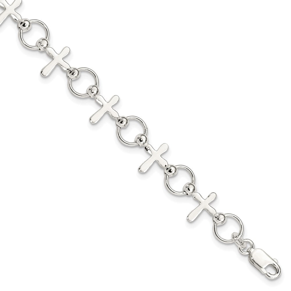 Sterling Silver Cross Bracelet 7.5 inches