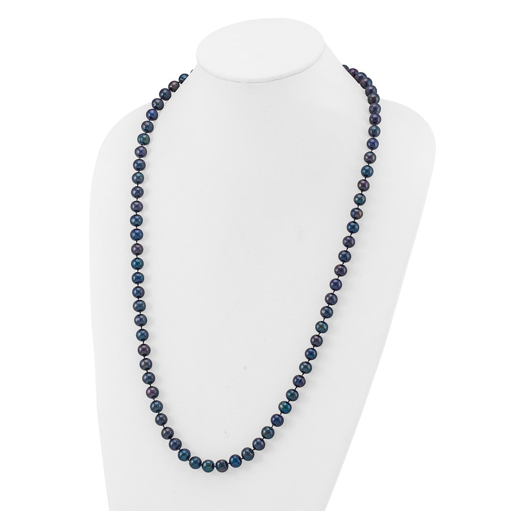 14k 8-9mm Black Near-Round Freshwater Cultured Pearl 28 inch Necklace