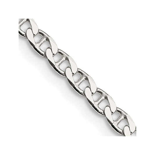 Sterling Silver 3.15mm D/C Flat Anchor Curb Chain 22 Inches