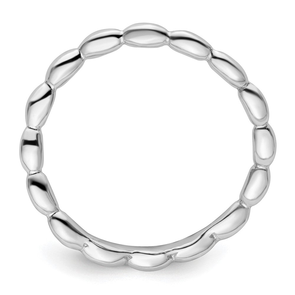 Sterling Silver Stackable Expressions Polished Rhodium-plate Wave Ring Size -8