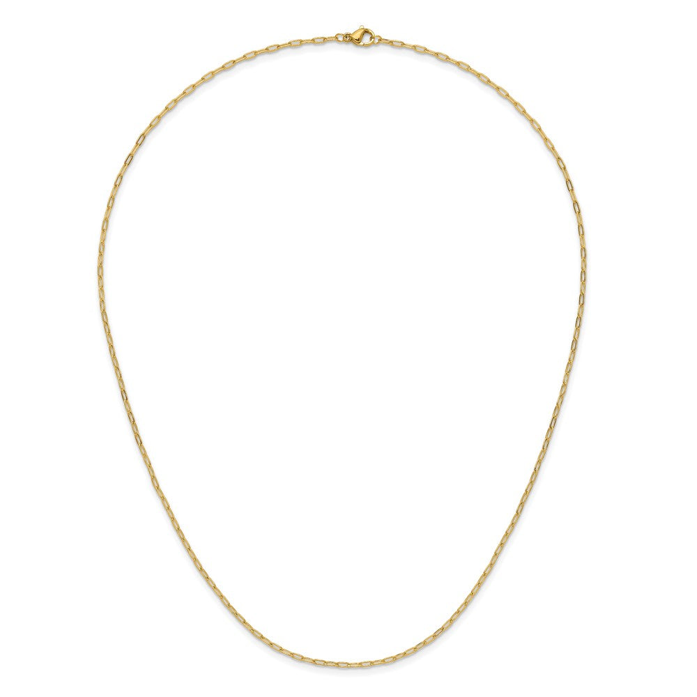 Stainless Steel Polished Yellow IP Open Link Paperclip 20in Chain Necklace