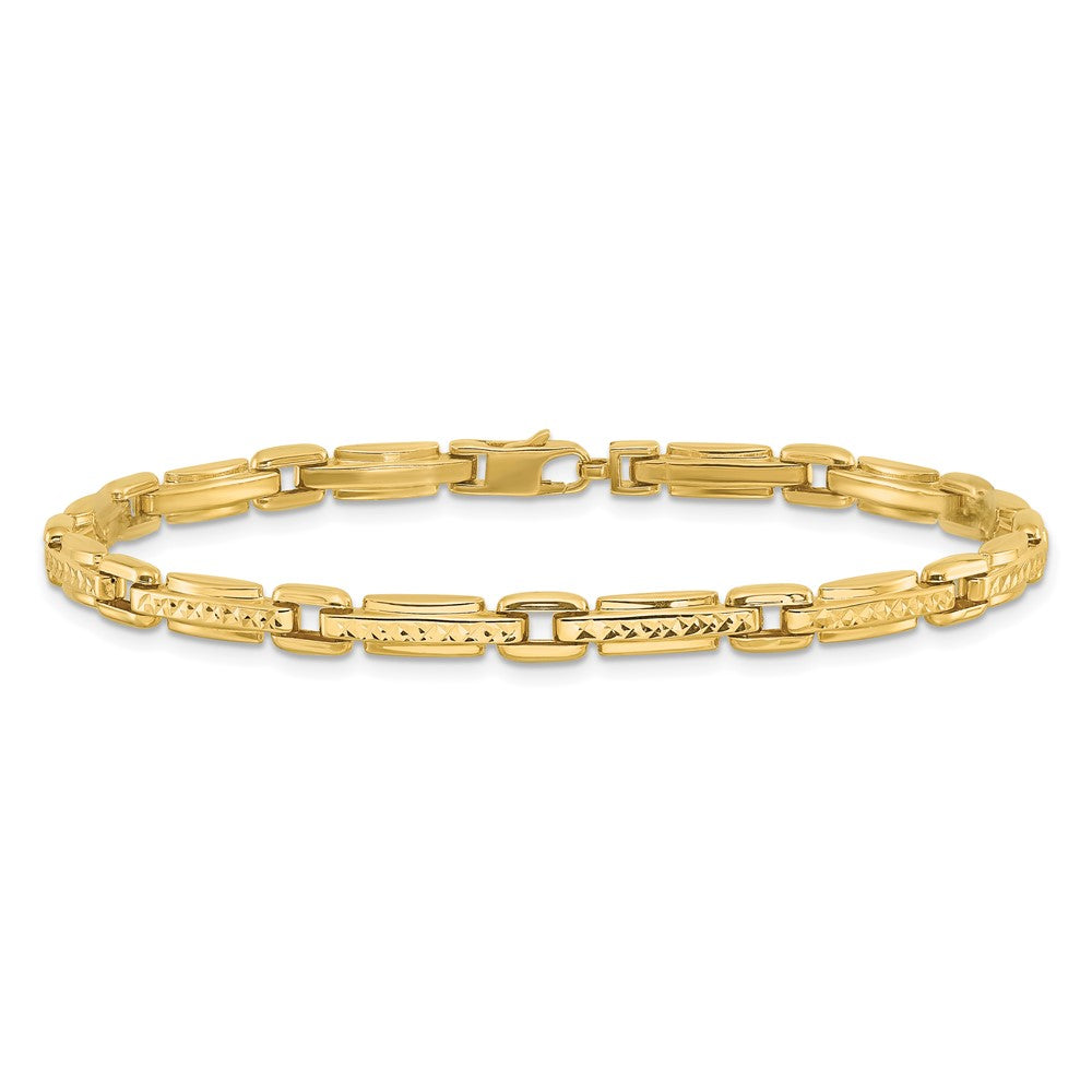 14K Polished Diamond-cut Fancy Link Reversible Bracelet 7.5  inches