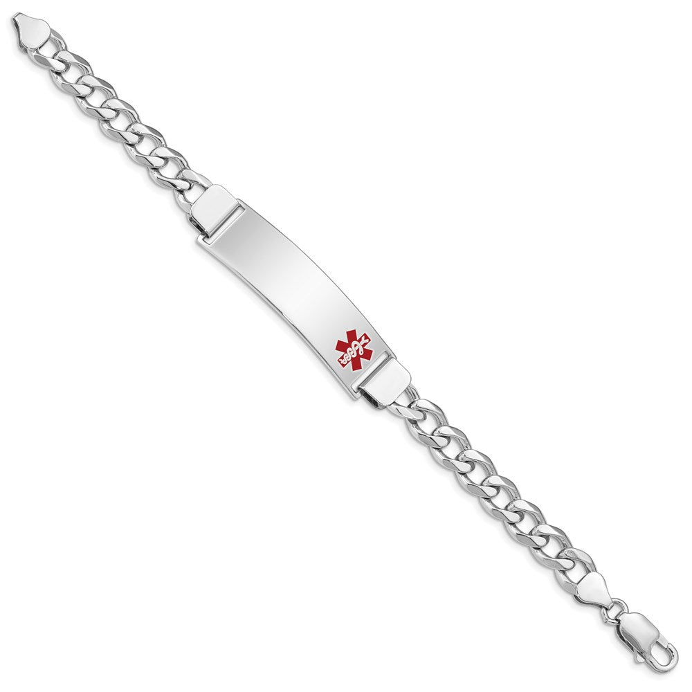 Sterling Silver Rhodium-plated Medical ID Curb Link Bracelet 7 inches
