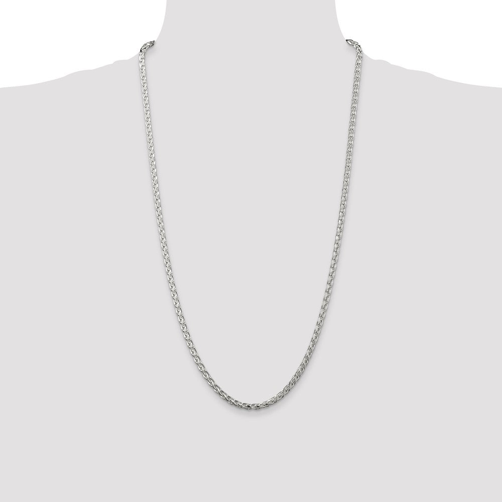 Sterling Silver 3.5mm Diamond-cut Round Spiga Chain 28 Inches