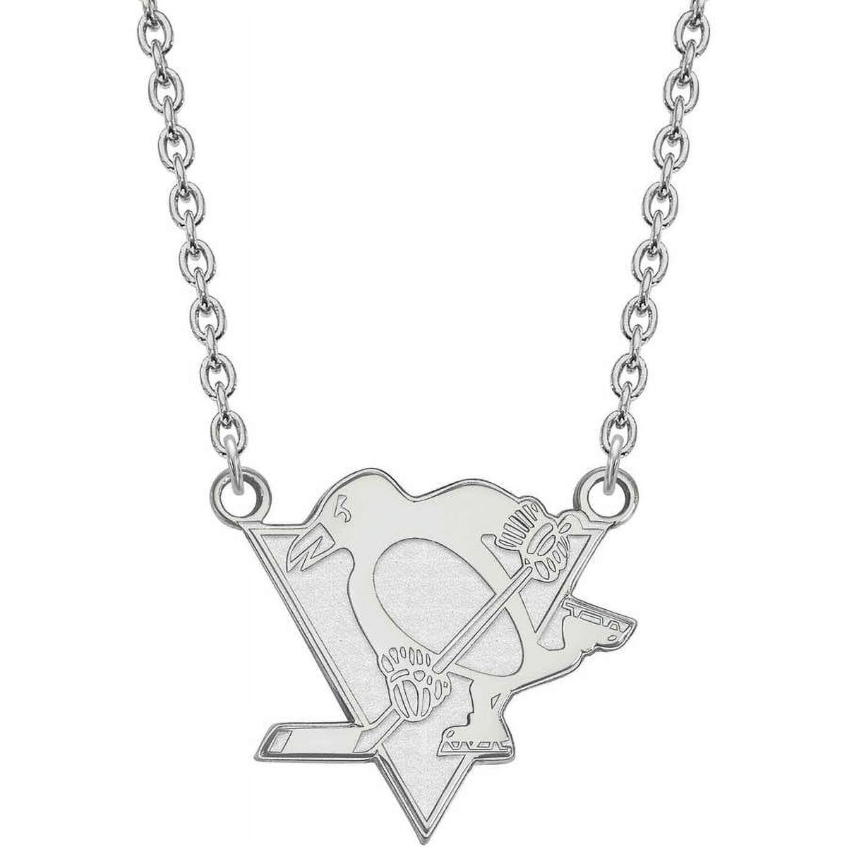 LogoArt NHL Pittsburgh Penguins Sterling Silver Large Pendant with Necklace