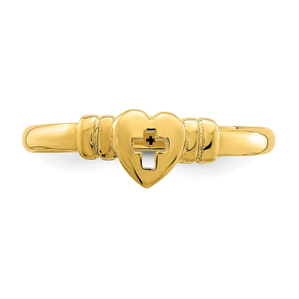 14k Heart w/Cut-Out Cross Ring Size 6