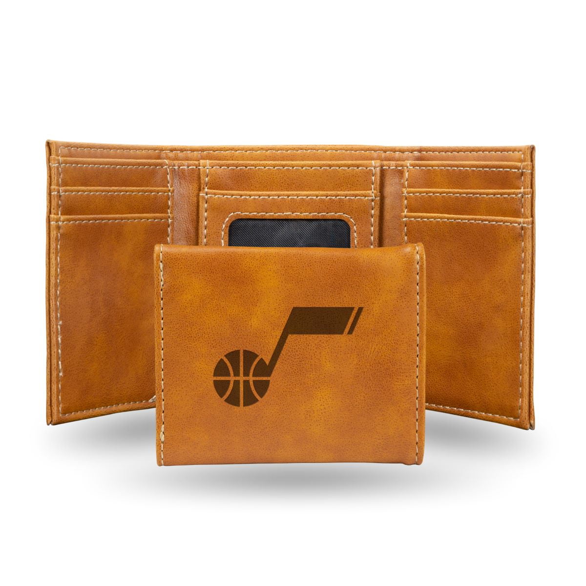 Utah NBA Jazz Laser Engraved Brown Trifold Wallet
