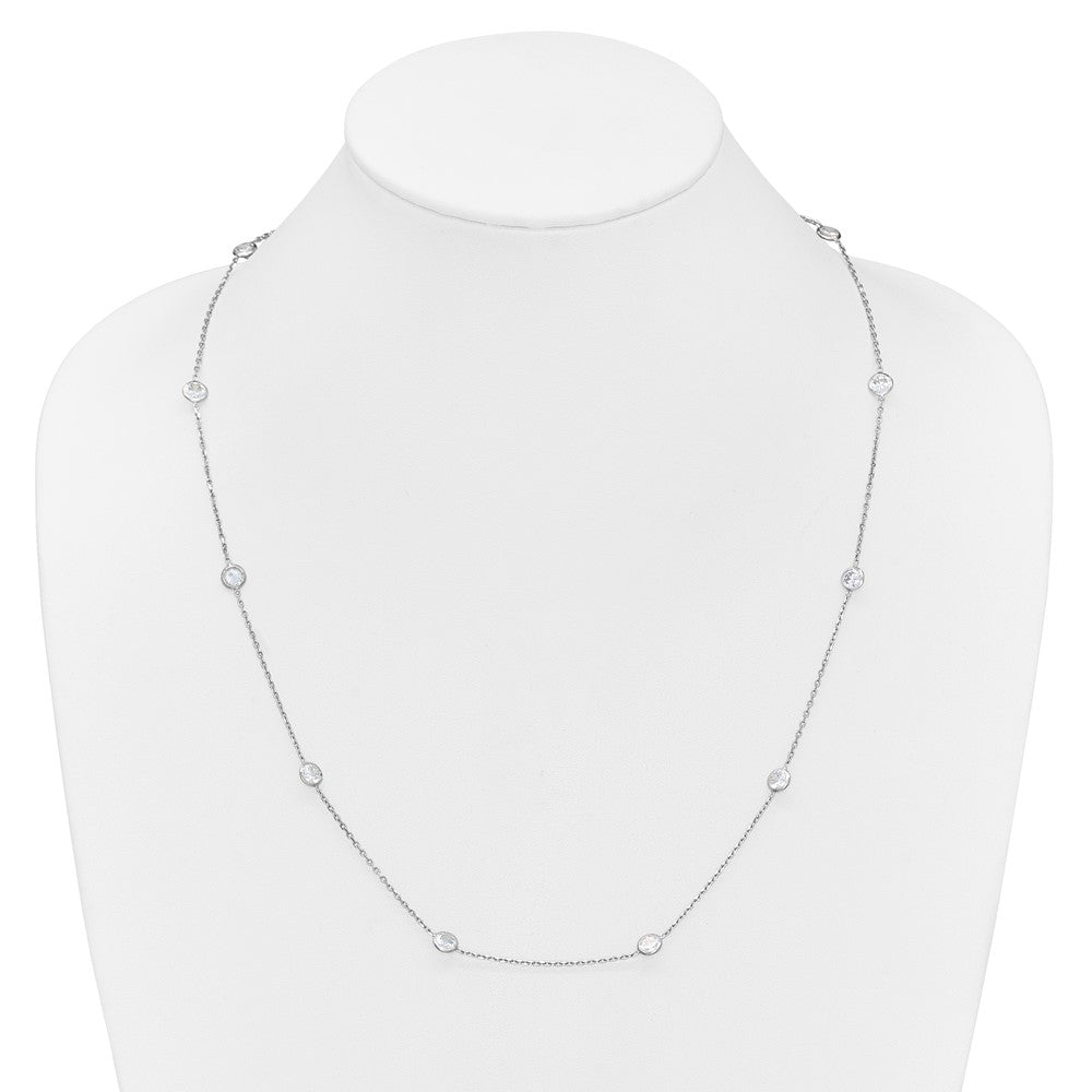 Sterling Silver Rhodium-plated 11-Station CZ Polished Necklace 24 Inches
