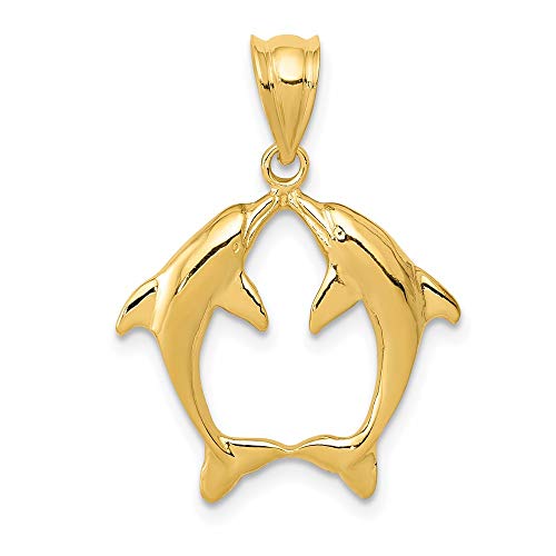 14k Two Dolphins Pendant