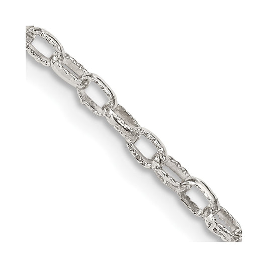 Sterling Silver 3mm Fancy Patterned Rolo Chain 16 Inches