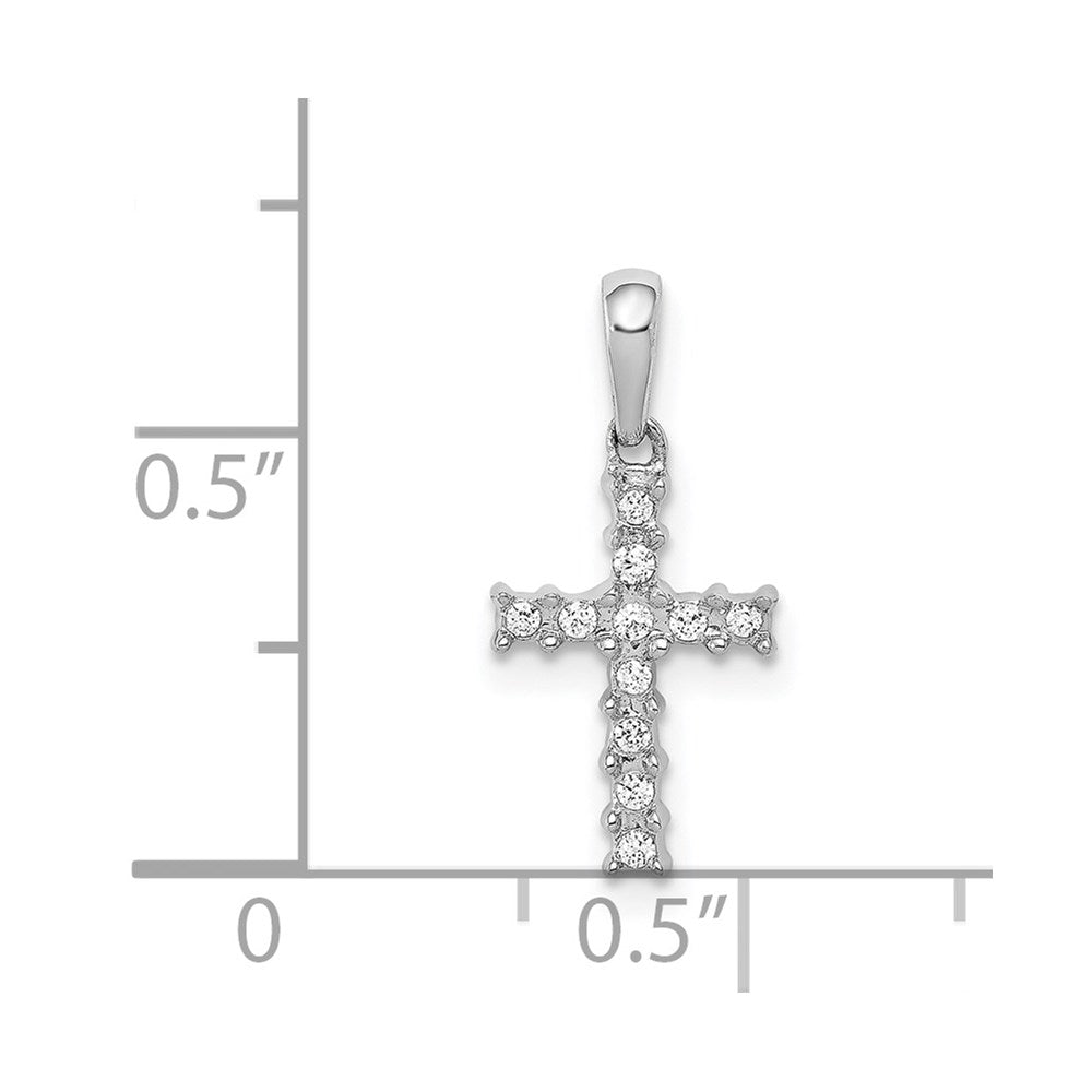 14k White Gold 1/20ct. Diamond Latin Cross Pendant