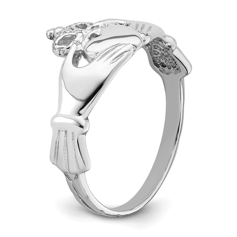 14k White Gold Polished Claddagh Ring Size 7