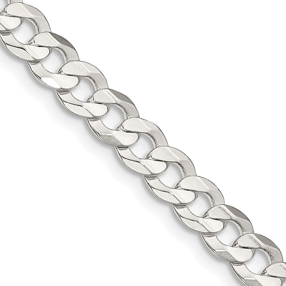 Sterling Silver 5.65mm Concave Beveled Curb Chain 24 Inches