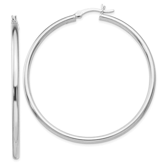 Sterling Silver Rhodium-plated Polished Hinged Hoop Earrings