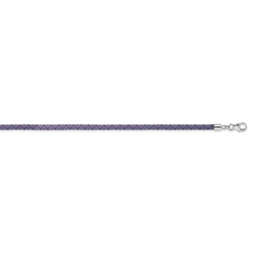 SS Reflections Purple Leather Rh-plated 14in w/2in ext Choker/Wrap Bracelet 14 inches